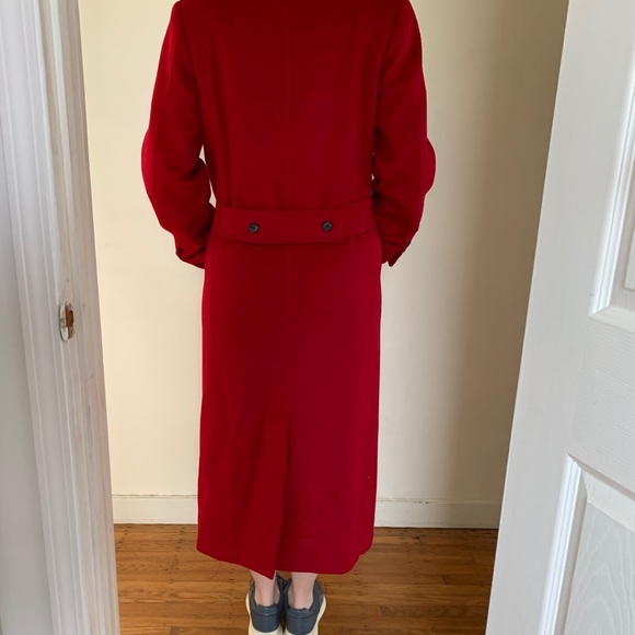 Vintage Woman 100% Pure Wool Long Red Coat - Picture 2 of 6